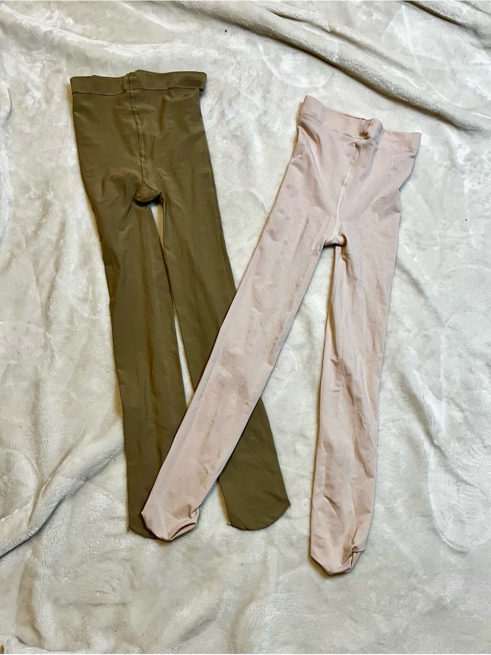 Lot of 2 Girls Dance Tights Ballet Pink Tan Suntan Microfiber Pantyhose Size 6-8